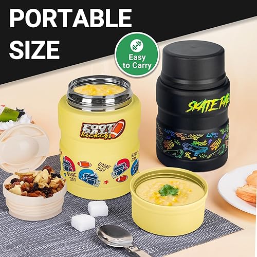 Miniatura 4 de Pawoopawoo Termo infantil de 17 onzas para comida caliente, termo de sopa con cuchara plegable, tarro de alimentos aislado para alimentos fríos y