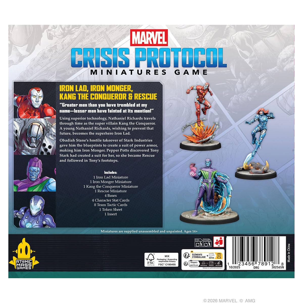 Atomic Mass Games | Marvel Crisis Protocol Iron Lad, Iron Monger, Kang The Conqueror And Rescue | Character Pack | 2-4 Giocatori | 40-80 Minuti - 2