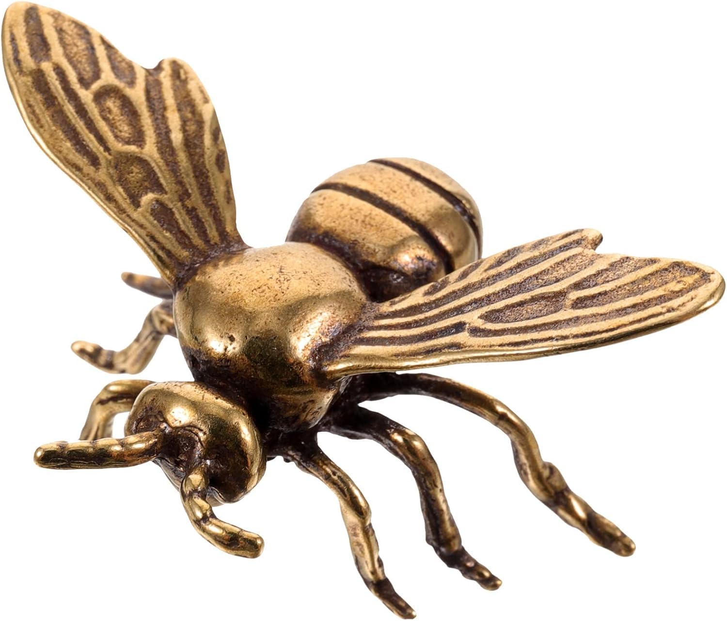 Mini Brass Bee Ornament: Vintage Bumblebee Statue, Good Luck Bee Figurines Home Desktop Decorations for DIY Crafts Decor 4.7x3.2cm