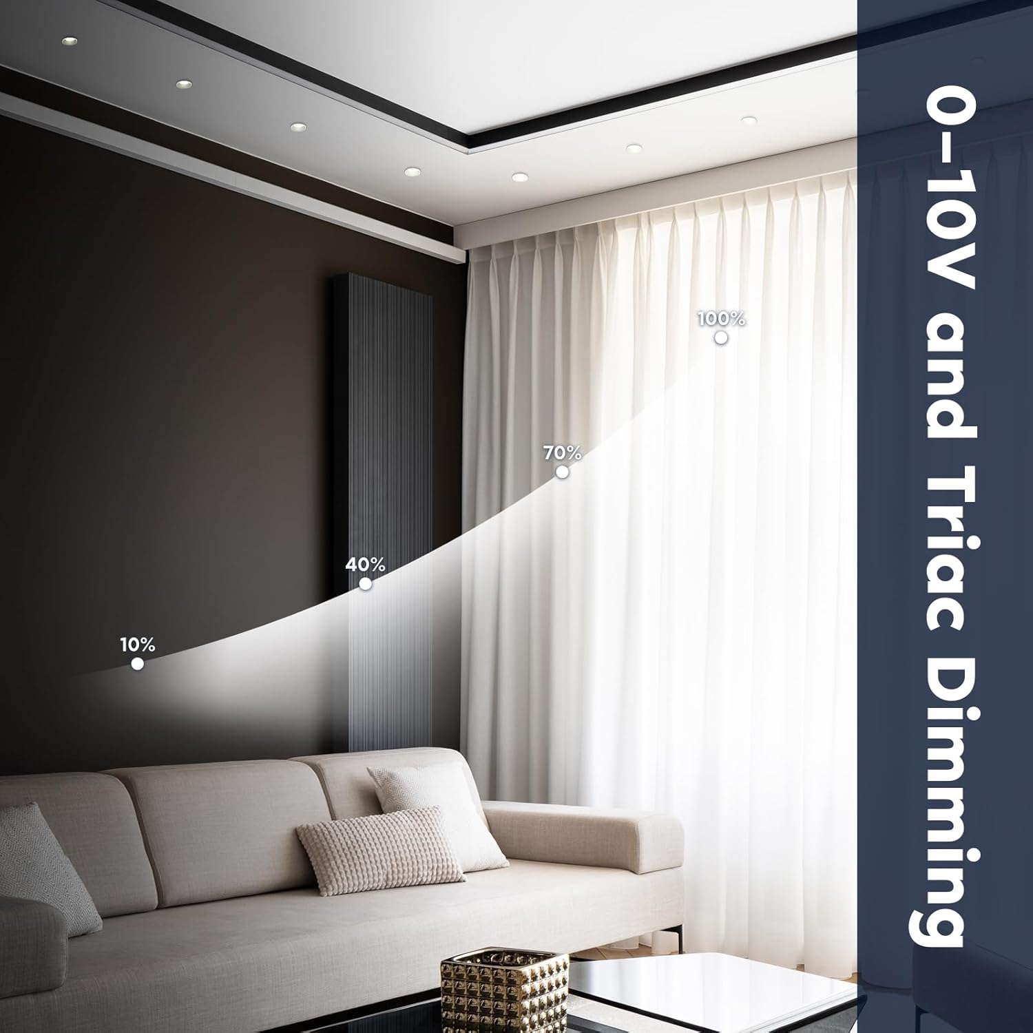 LUXRITE 3 Inch LED Regressed Trimless Spotlight, Push N’ Lock, 5 CCT Selectable (2700K-5000K), 15W, 950 Lumens, CRI 90, Dual Dimming (0-10V/Triac), 120-277V, ETL Listed, Damp Rated, Round