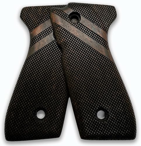 Miniatura 4 de Puños de madera hechos a mano para Beretta 92FS, 92, 92F, y Girsan Regard MC Grips, Cachas para 0.354 in Beretta 92FS (doble raya cuadrada)