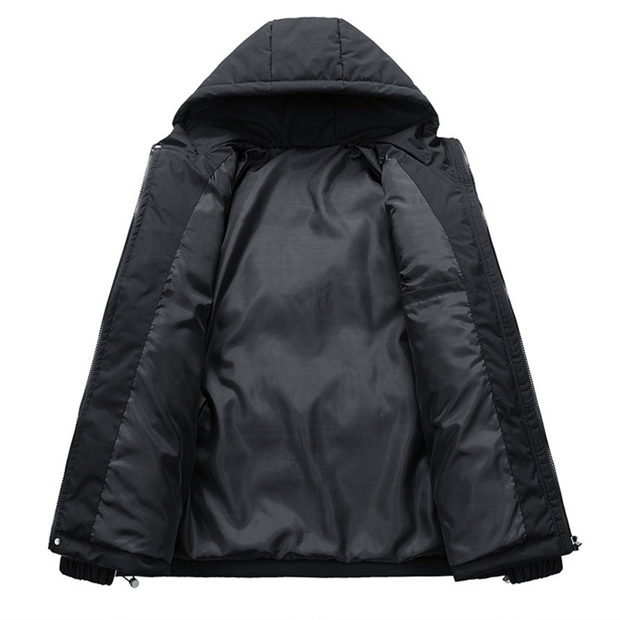 Chaqueta de plumón gruesa y cálida con capucha para hombre, con cremallera, abrigo con capucha para hombre, chaqueta acolchada de invierno para hombre