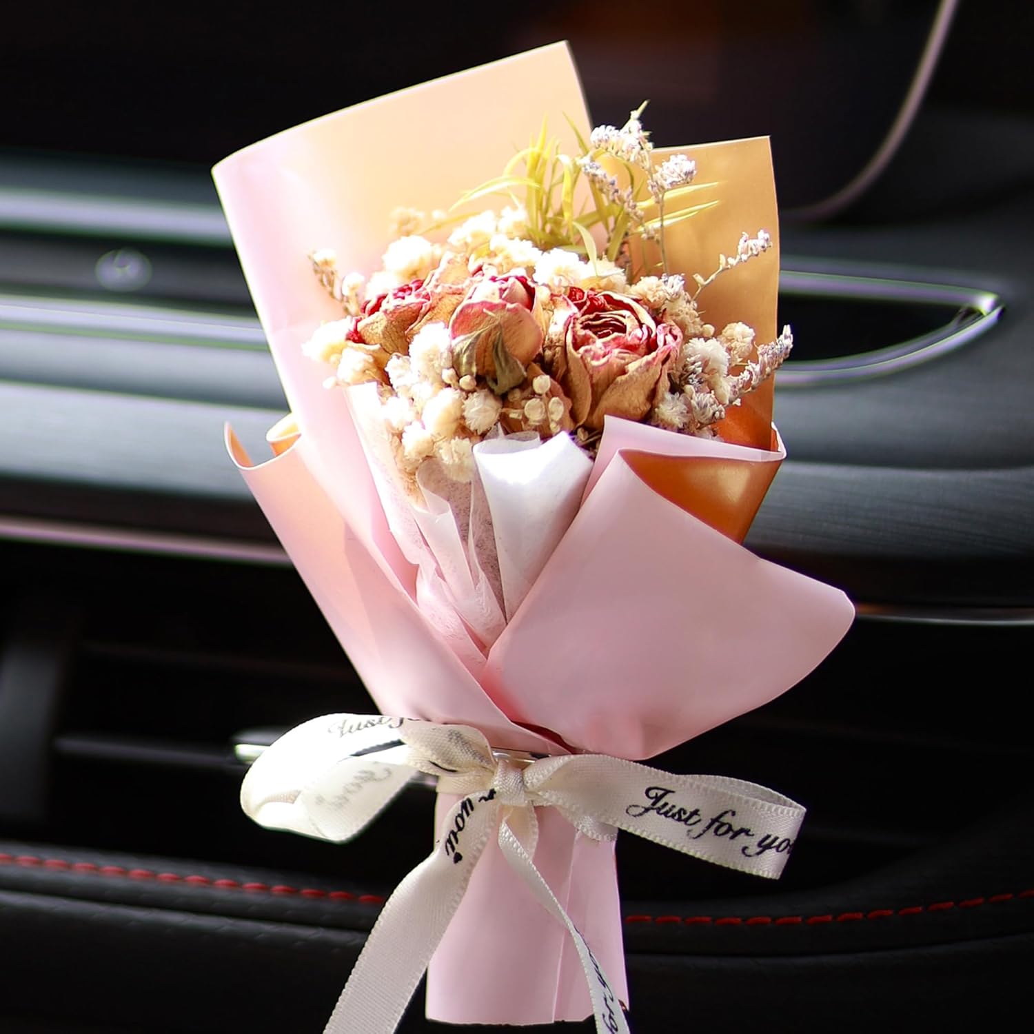 Cozodome Natural Mini Bouquet Car Decor, Dried Flower Car