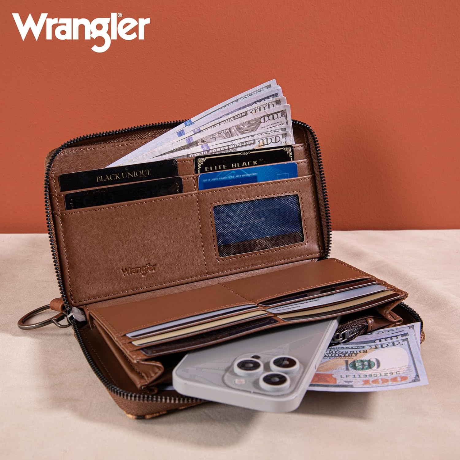 Wrangler Womens Wallet Wristlet Long Purse Designer Clutch Large Capacity Credit Card Holder for Women - Image 3