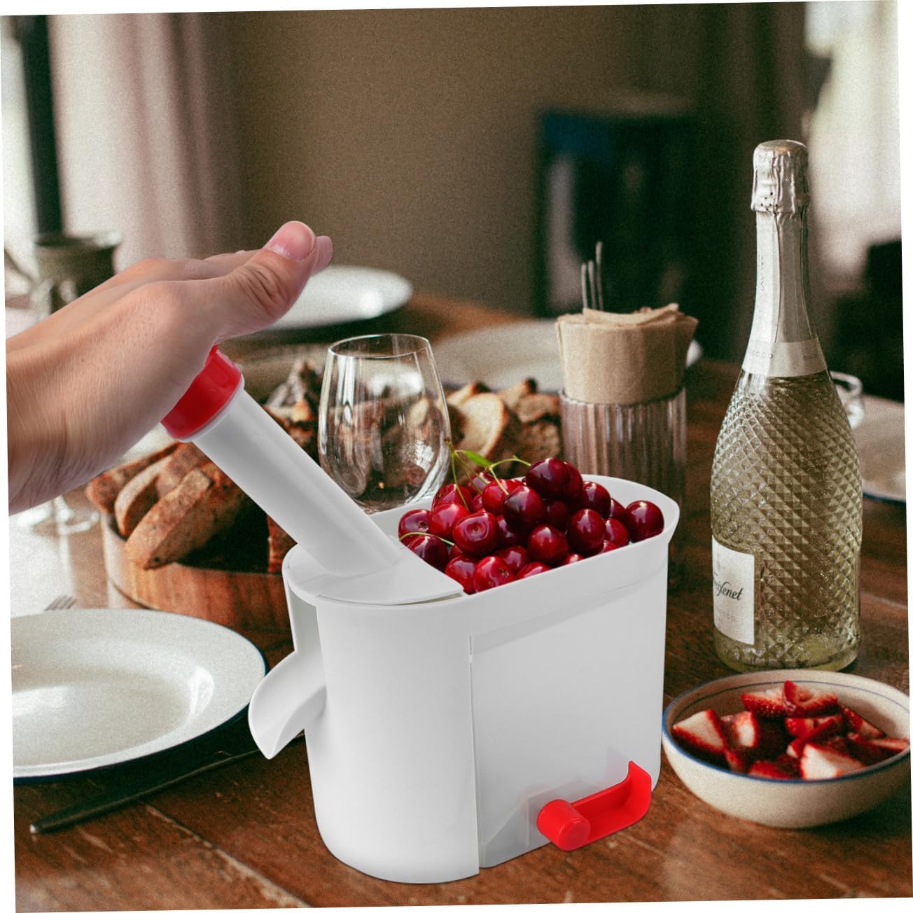 Multifunctional Cherry Pitter Tool Non-Slip Squeeze Grape and Cherry Seed Remover Sturdy Kitchen Gadget for Fruit Preparation