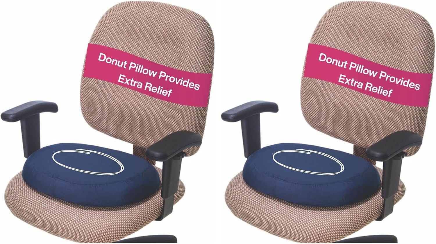 Essential Medical Supply Molded Donut Style Ring Cushion - 16 Inch Navy Chair Pillow Provides Relief for Tailbone, Hemorrhoid Pain and More