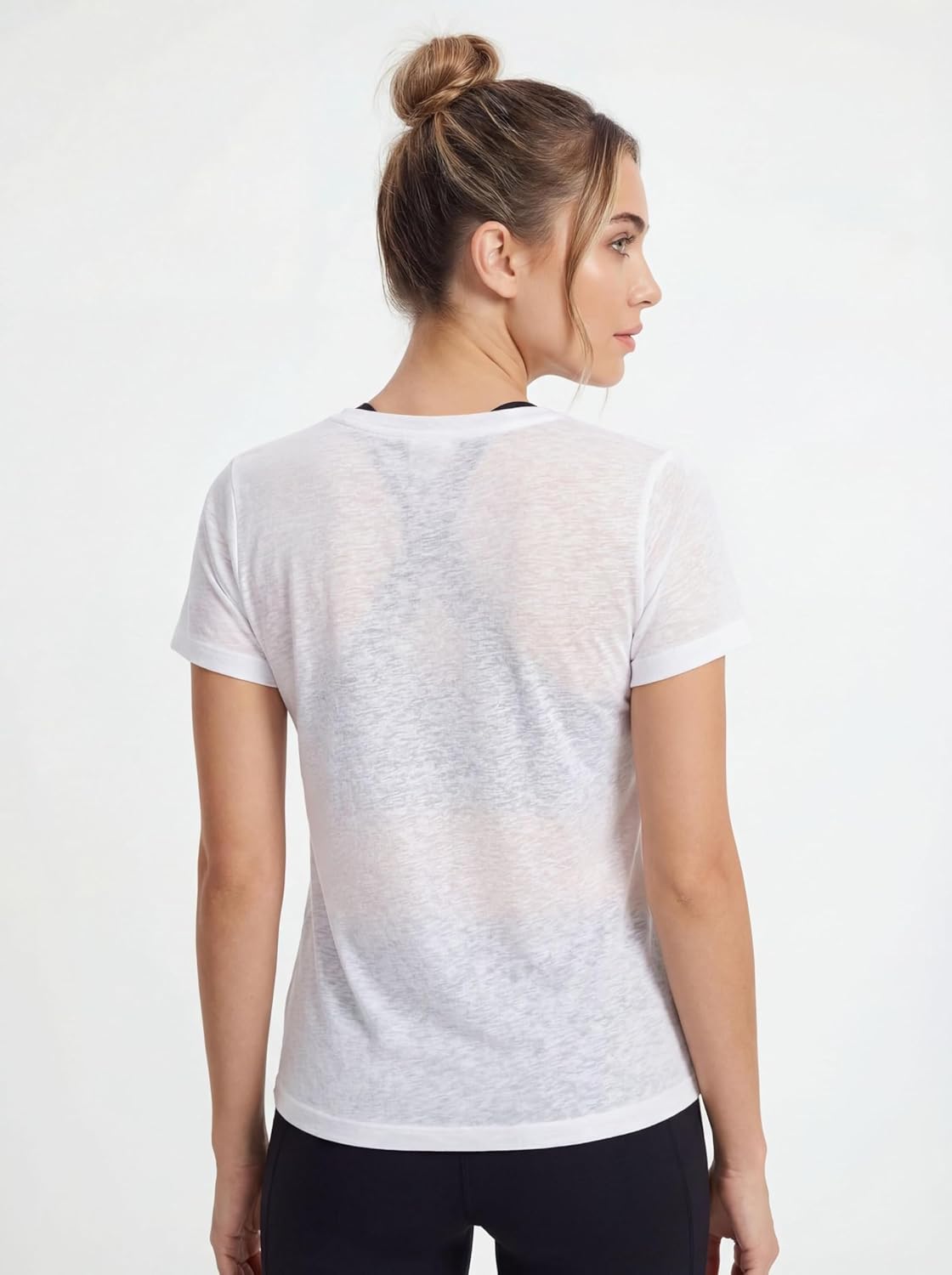 Sexy Basics Women's Crew Short Sleeve Tops | Semi Sheer Slub Burnout Fabric Workout T Shirts | Multi Packs & Colors - Image 3