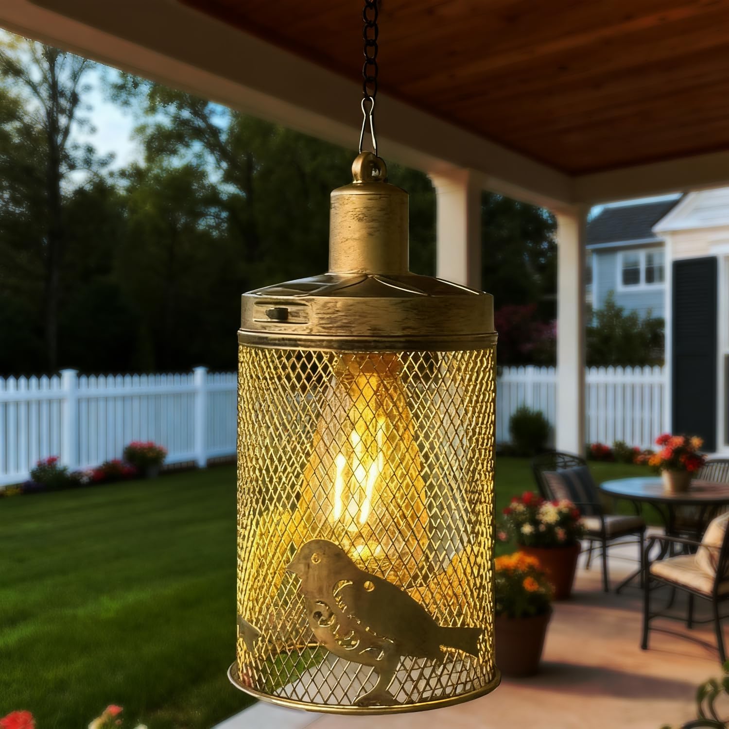 Solar Outdoor Waterproof Lantern,Metal Hanging Solar Light,for Patio Porch Garden Decor,Gift for Mom Grandma (Bird)