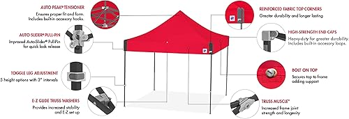 Miniatura 6 de E-Z UP Eclipse - Toldo de refugio instantáneo, 10 x 10 pies, marco de acero blanco y parte superior blanca de grado profesional