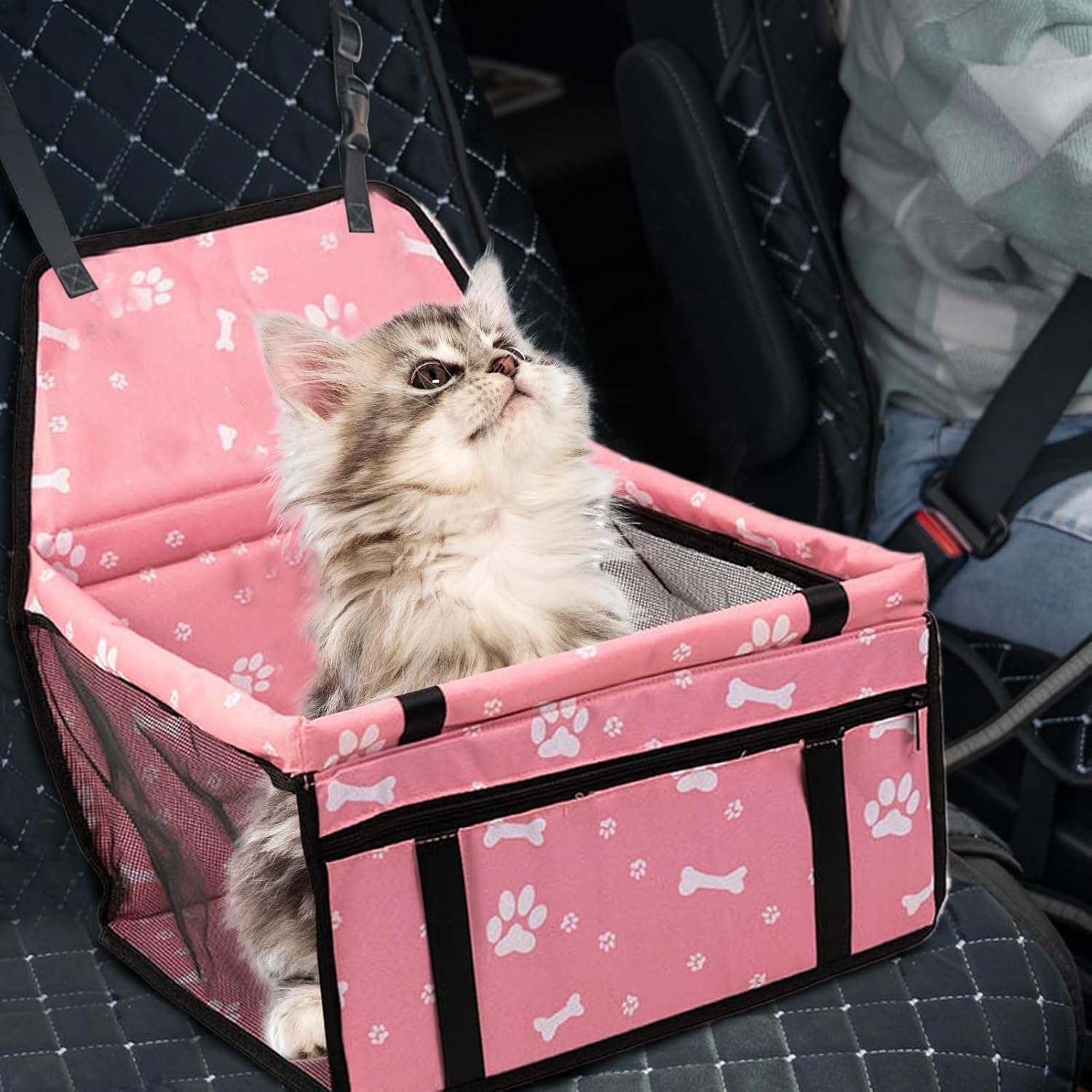 Dog Seat In Car - Car Seat And Pet Travel Bed with Pockets,Waterproof Pet Accessories for Long Trips To The Vet To Park And On The Road 3