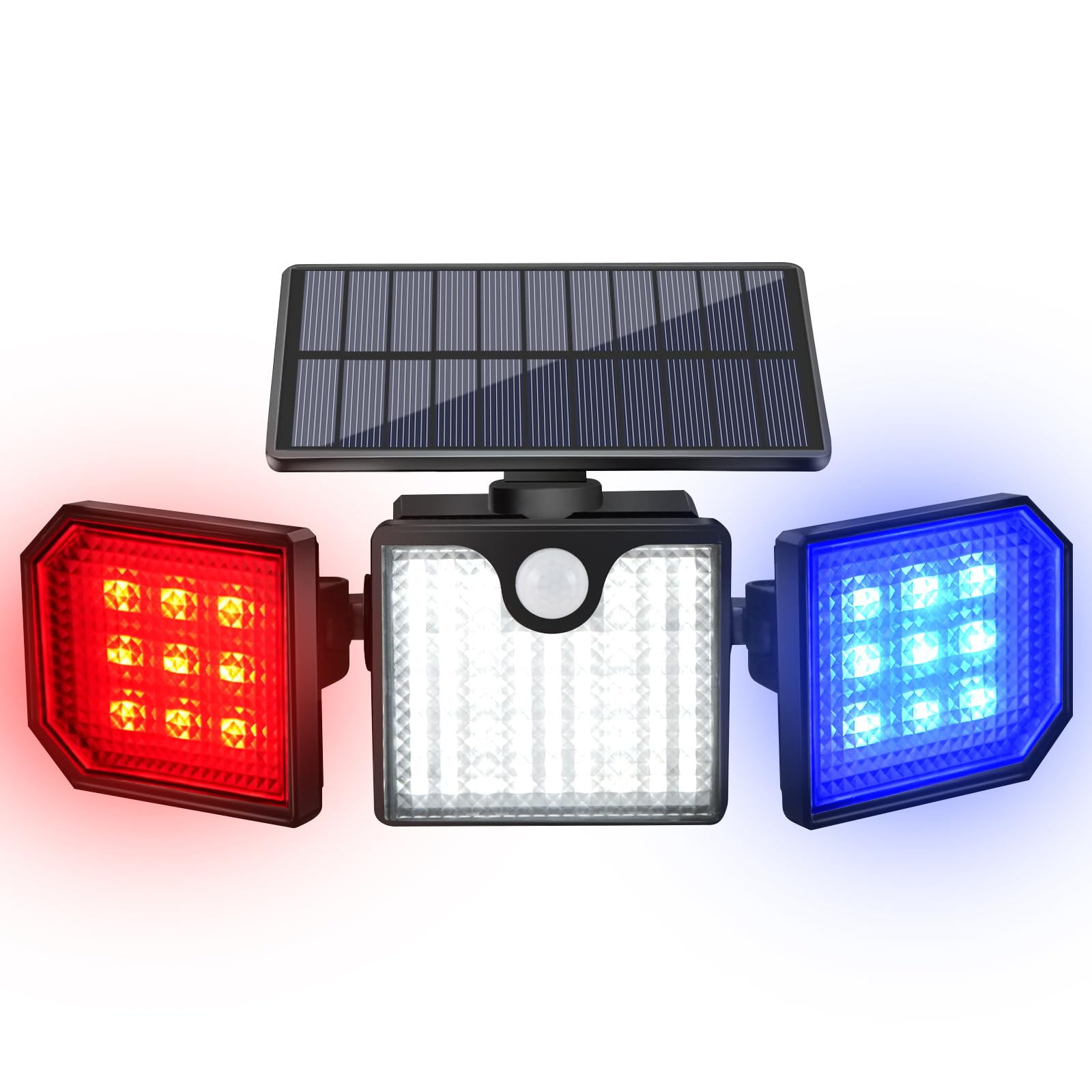 Aolyty Solar Motion Sensor Lights - IP65 Waterproof Solar Strobe Wall Lights - Bright White/Red & Blue Flashing for Garden, Patio, Yard & Front Door