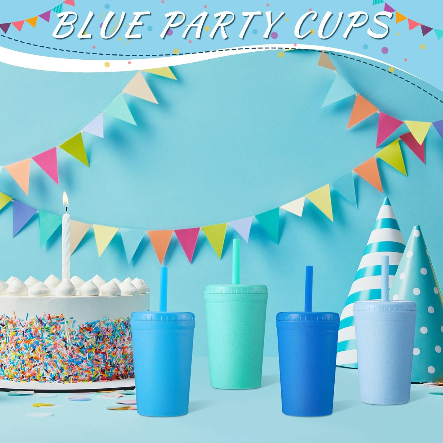 Skylety 12 Pack Kids reusable cups with lids and straws Leak Proof, 10 oz Wheat Straw Cup, Unbreakable Colourful Tumbler Cups for Christmas gifts Dorm Kitchen Microwave Dishwasher Safe(Cool Color) - Image 6