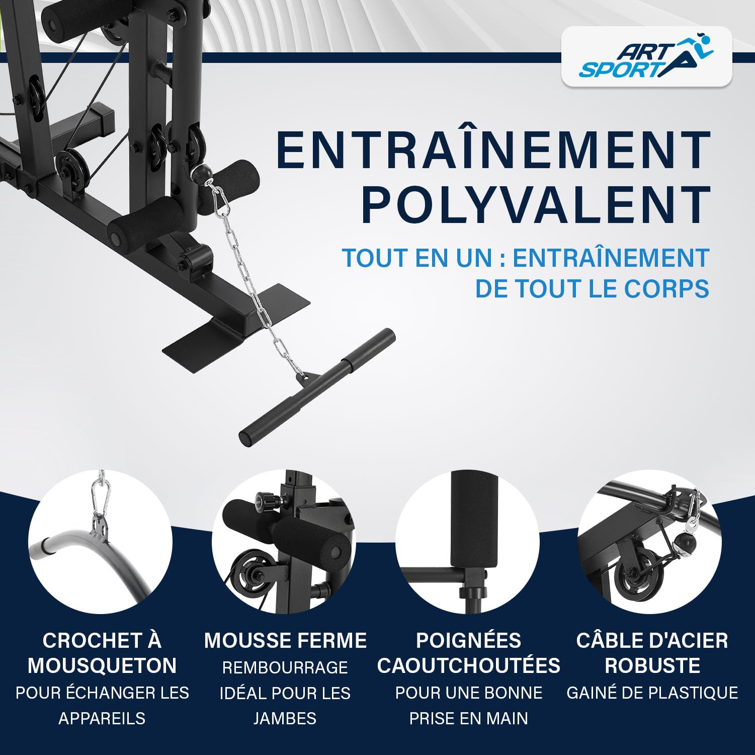 ArtSport Station de Musculation ProfiGym 3000 avec 14 Poids, 77 kg - Biceps, Tirage LAT, Butterfly, Presse Pectorale & Jambes - Fitness à Domicile