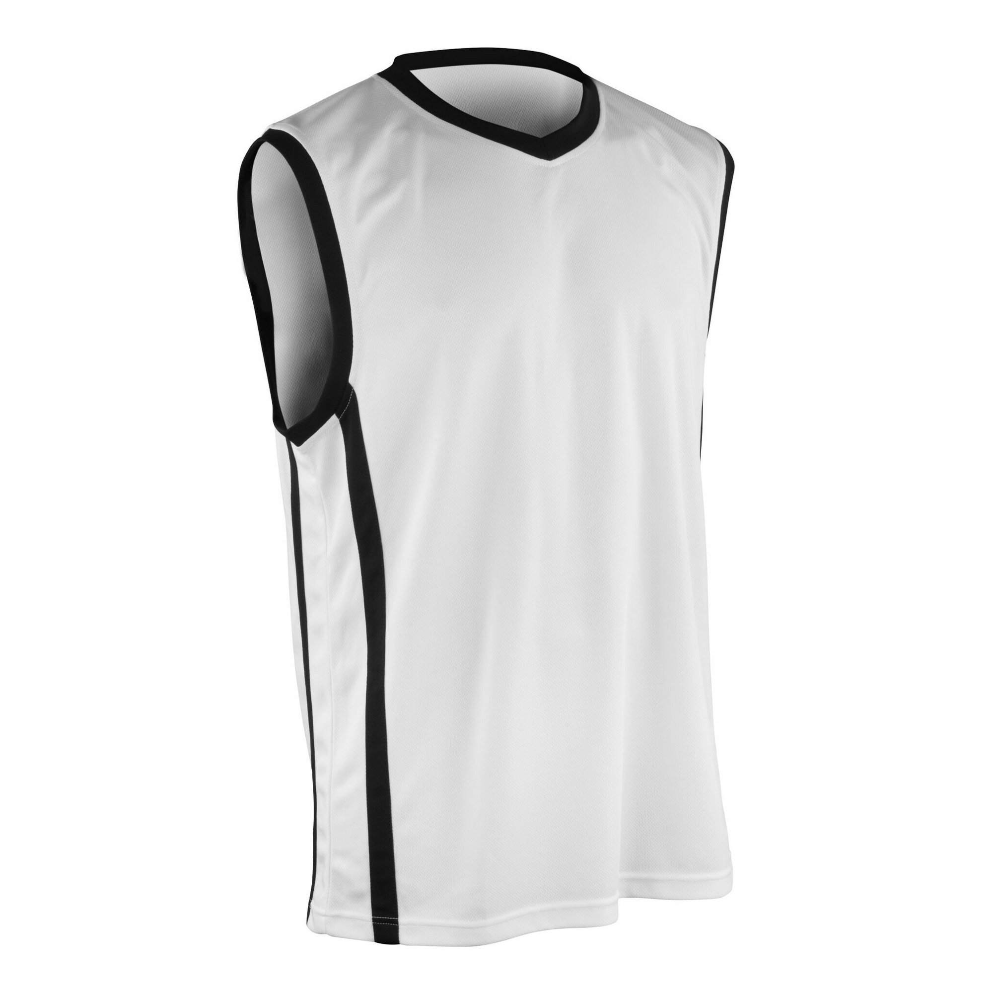 Spiro Men's White / Black Basketball Quick Dry Sleeveless Top (4Xl) (White/Black)