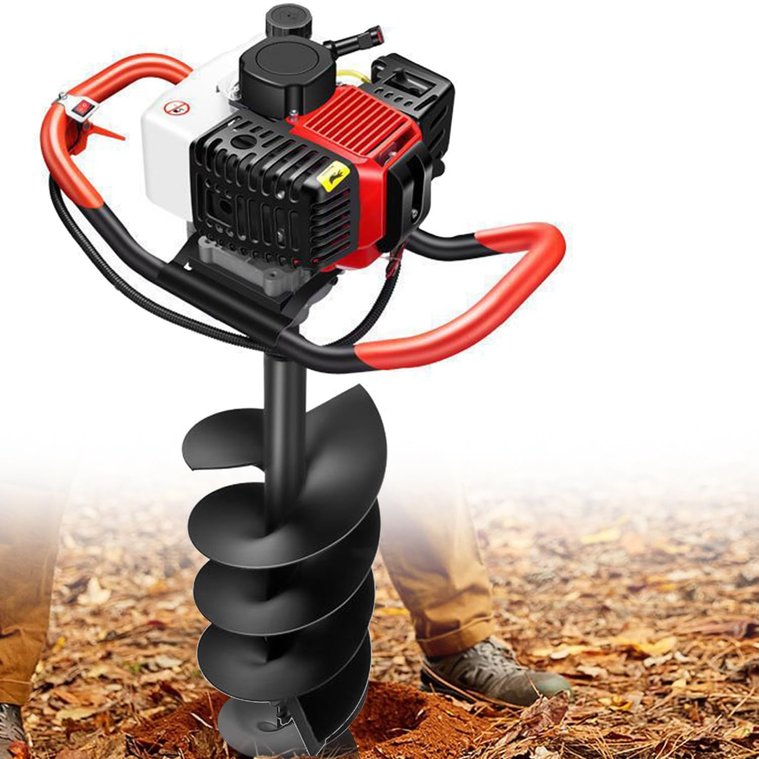 Qiang Mototrivella/Trivella a Scoppio 199cc 4 Tempi, Trapano a Terra a Benzina ad Alta Potenza, per Giardinaggio, Recinzioni, Excavazione Fori, Orti e Utilizzo Domestico e Professionale 10cm