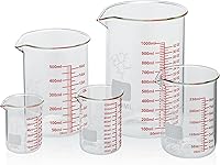 AckersBORO33 Borosilicate Glass Measuring Cup Set with V-Shaped Spout - 2oz to 32oz Dual Scale, Oven Microwave Safe