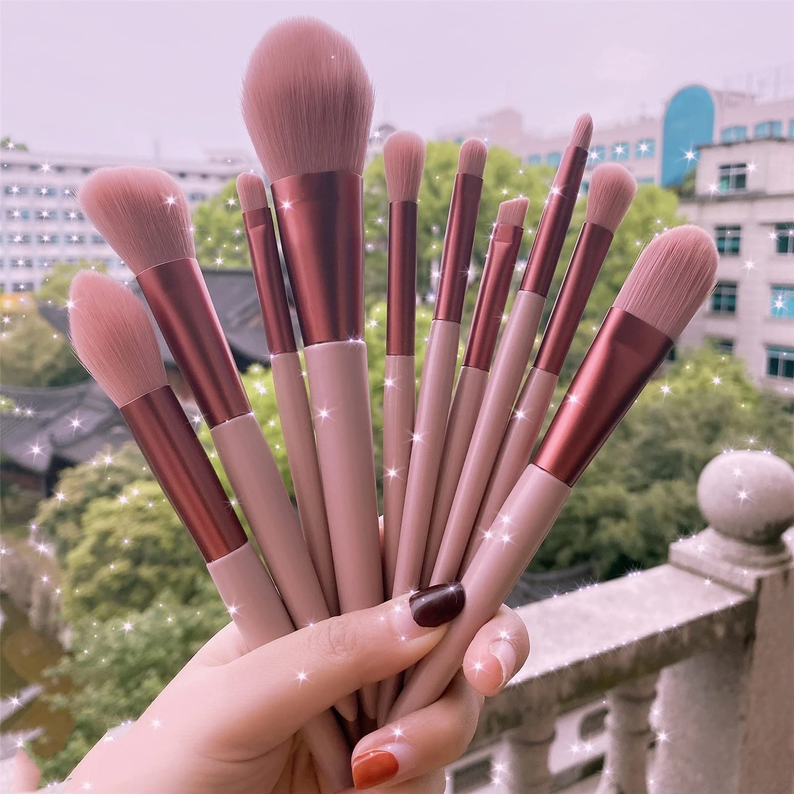 Make-up-Pinsel-Set 10-teiliges professionelles Make-up-Pinselset „Smoke Rose“ für Reiseurlaub