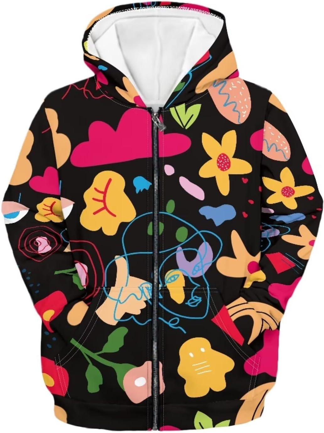 AmzPrint Zip Up Hoodies For Girls Casual Long Sleeve Pullover Zipper Hoodie To Big Kid Fall Outdoor Jackets 6-16y