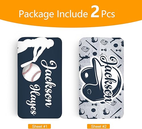 Miniatura 2 de Sábanas personalizadas para cuna de bebé, sábana bajera ajustable con nombre personalizado para funda de colchón estándar para cuna, paquete de 2