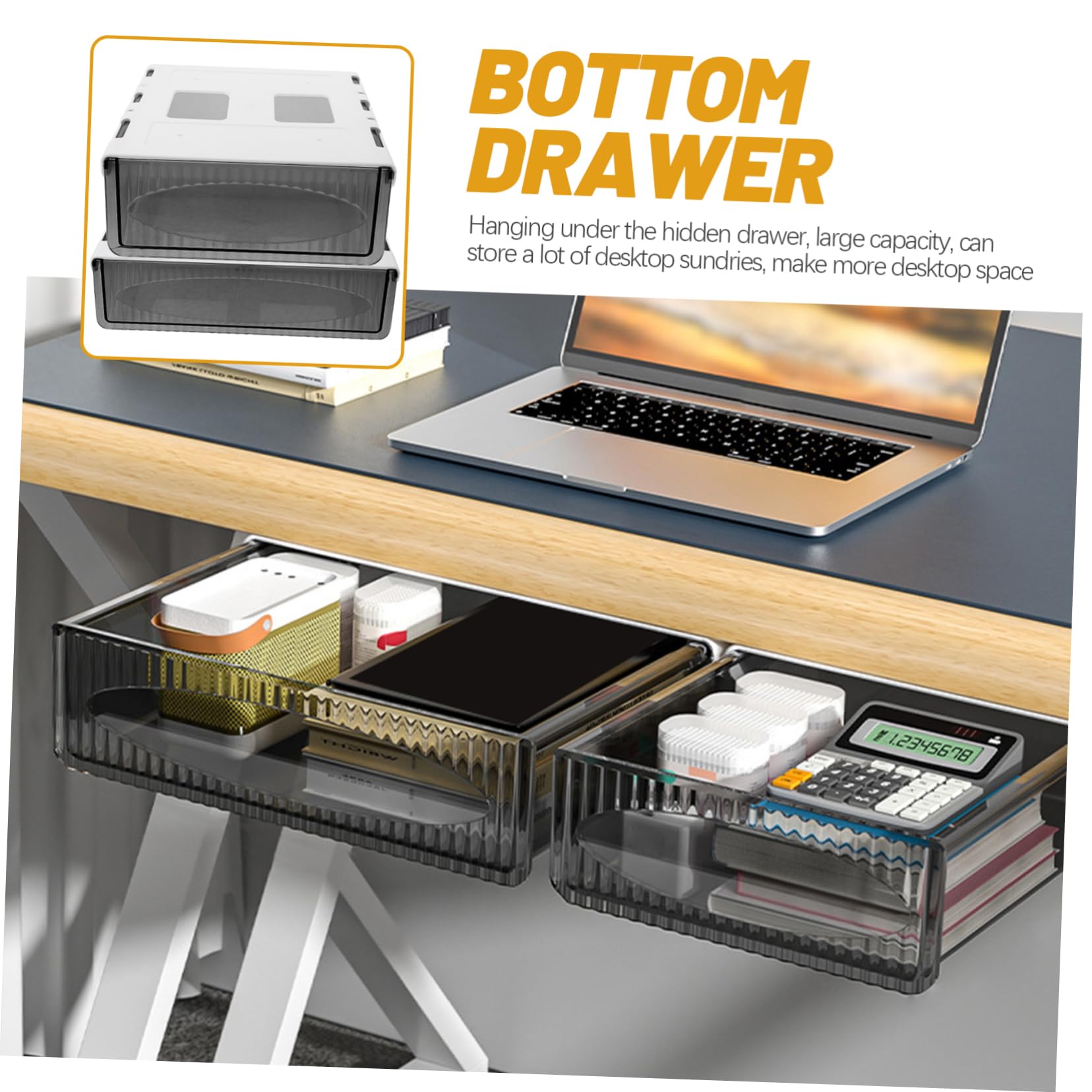 OSALADI 2pièces Rangement Sous Bureau Avec Bandes Adhésives Pour Organiser Petits Objets De Bureau Papeterie