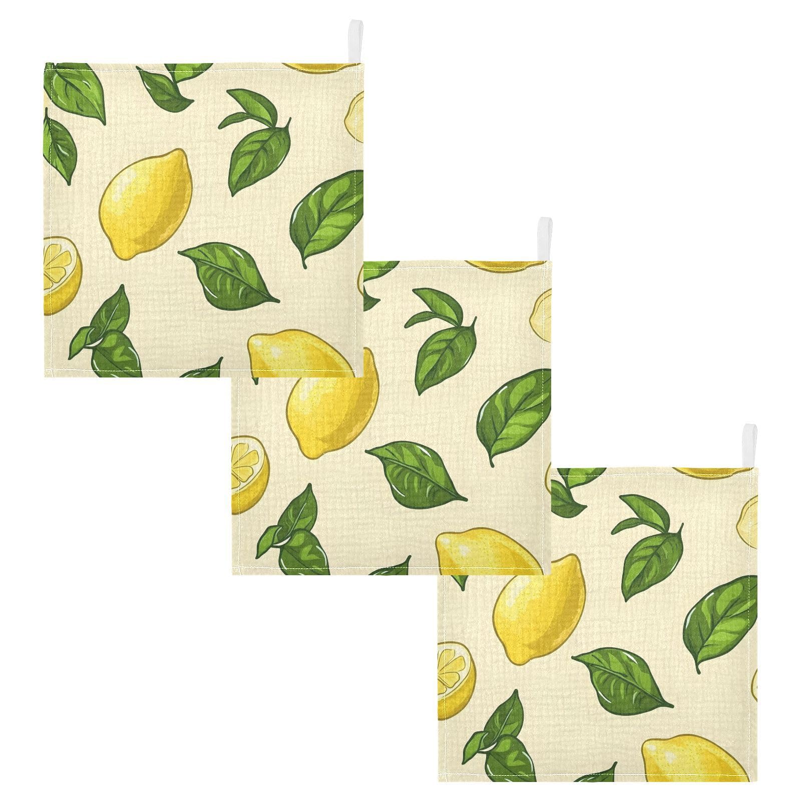 YETTASBIN Lemon Muslin Baby Hand Washcloths Soft Cotton Bath Face Towel 4 Layers Extra Absorbent Feeding Burp Cloth