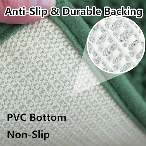 Miniatura 7 de Alfombras de baño de felpilla súper suave, absorbente, con parte inferior antideslizante de PVC duradero, lavable a máquina (32 x 20 pulgadas, verde
