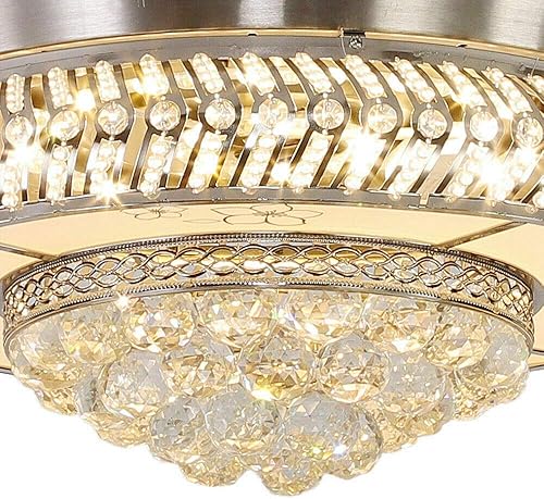 Miniatura 3 de Ventilador de techo de 36 pulgadas y 42 pulgadas, LED retráctil de cristal, luz de techo invisible, regulable, 3 velocidades y 3 luces de color con