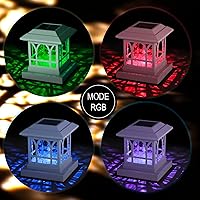 Vista 3 de Luces solares blancas para postes de valla para exteriores, para postes de 3.5 x 3.5, 4 x 4, 4.5 x 4.5, 5 x 5, luces solares RGB y blanco cálido