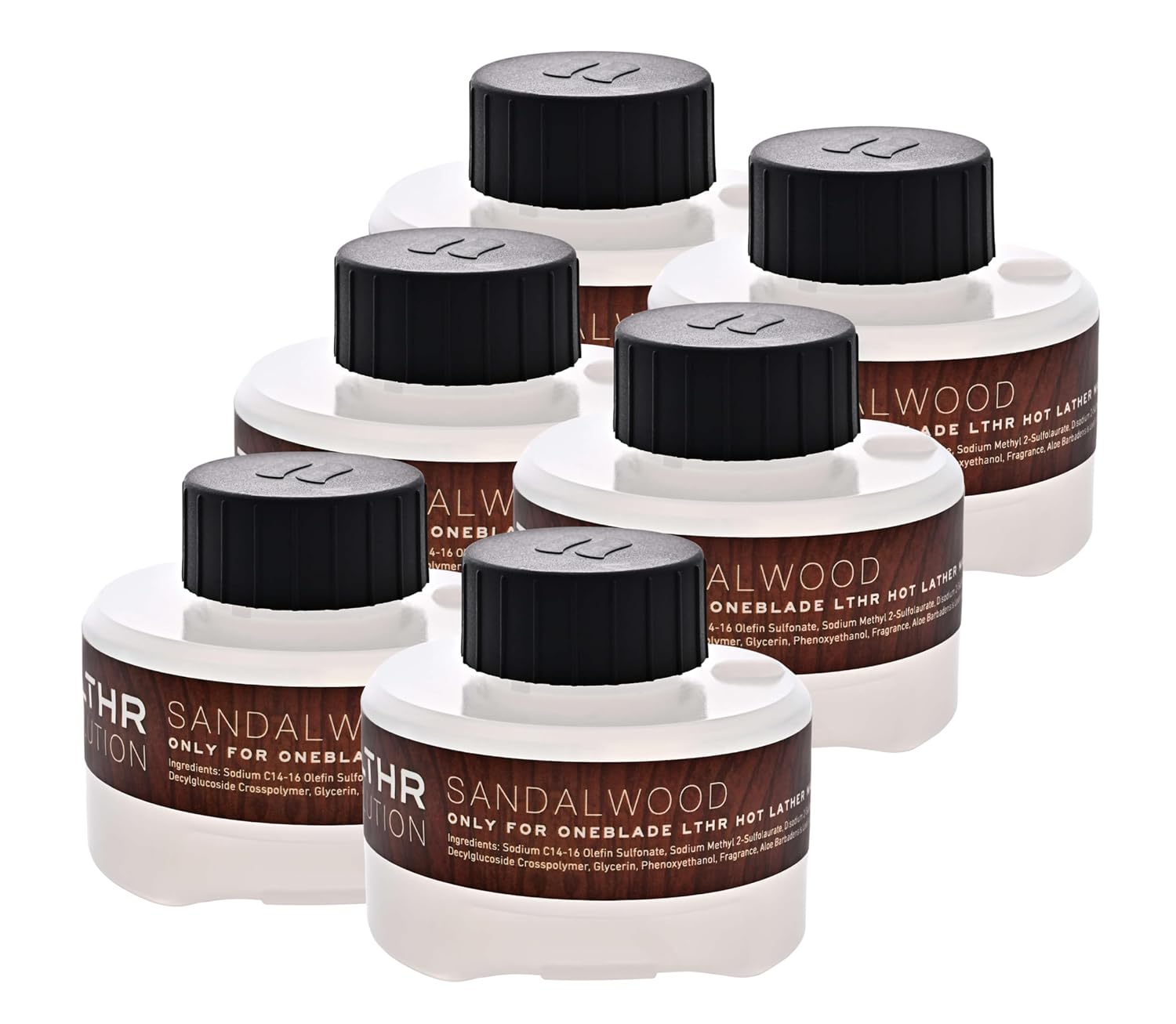 Refill Hot Lather Pods for OneBlade LTHR Cordless Hot Lather Machine, 3oz (90mL), TSA friendly, MACHINE NOT INCLUDED (Sandalwood)