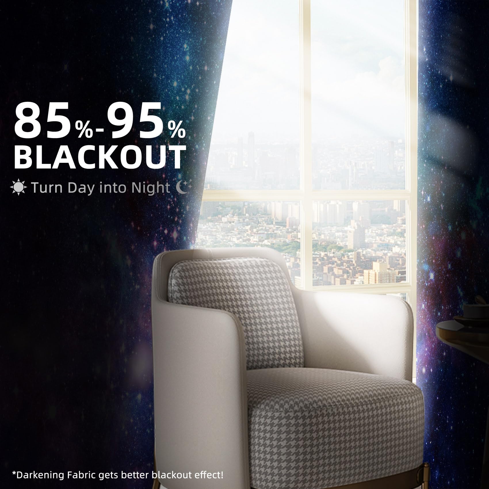 Ttincceer 140x245cm Galaxy Nebula Blackout Curtains for Boy Girl Bedroom Starry Sky Universe Outer Space Room Darkening Drapes with Grommet for Living Room Window Treatments Thermal Insulated - Image 3
