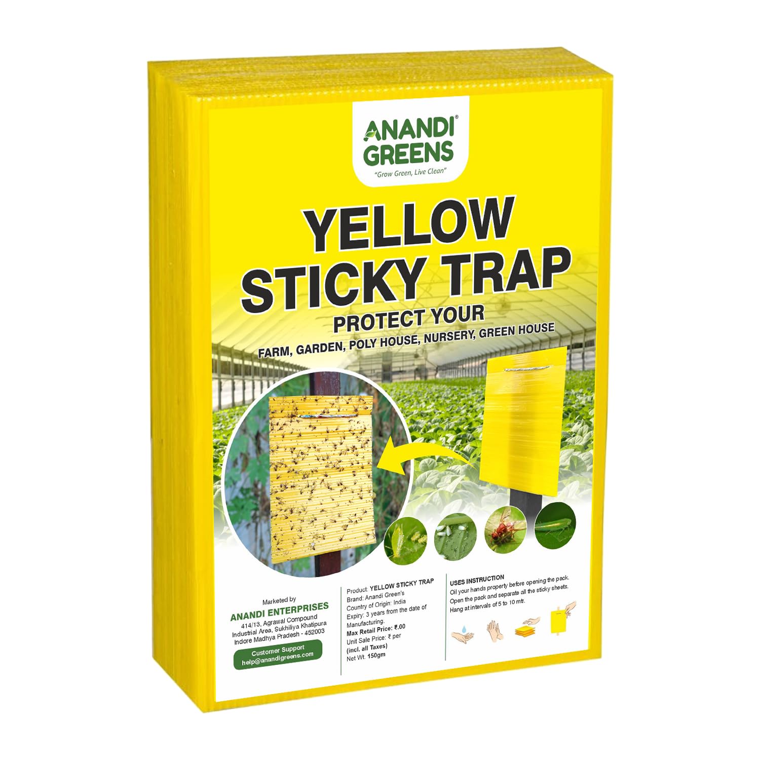 Anandi Green's Yellow Sticky Strap for Attract Insects Who Can Damage Your Plants Pack of 10-image-44