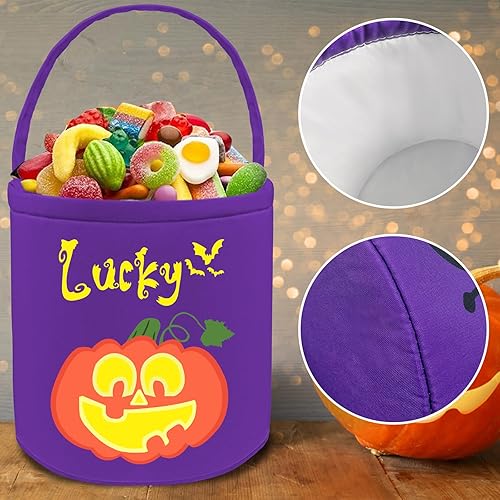 Miniatura 7 de Roseshore Cubos personalizados de Halloween para pedir dulces o trucos, cesta de Halloween personalizada con nombre para niños, bolsas de Halloween
