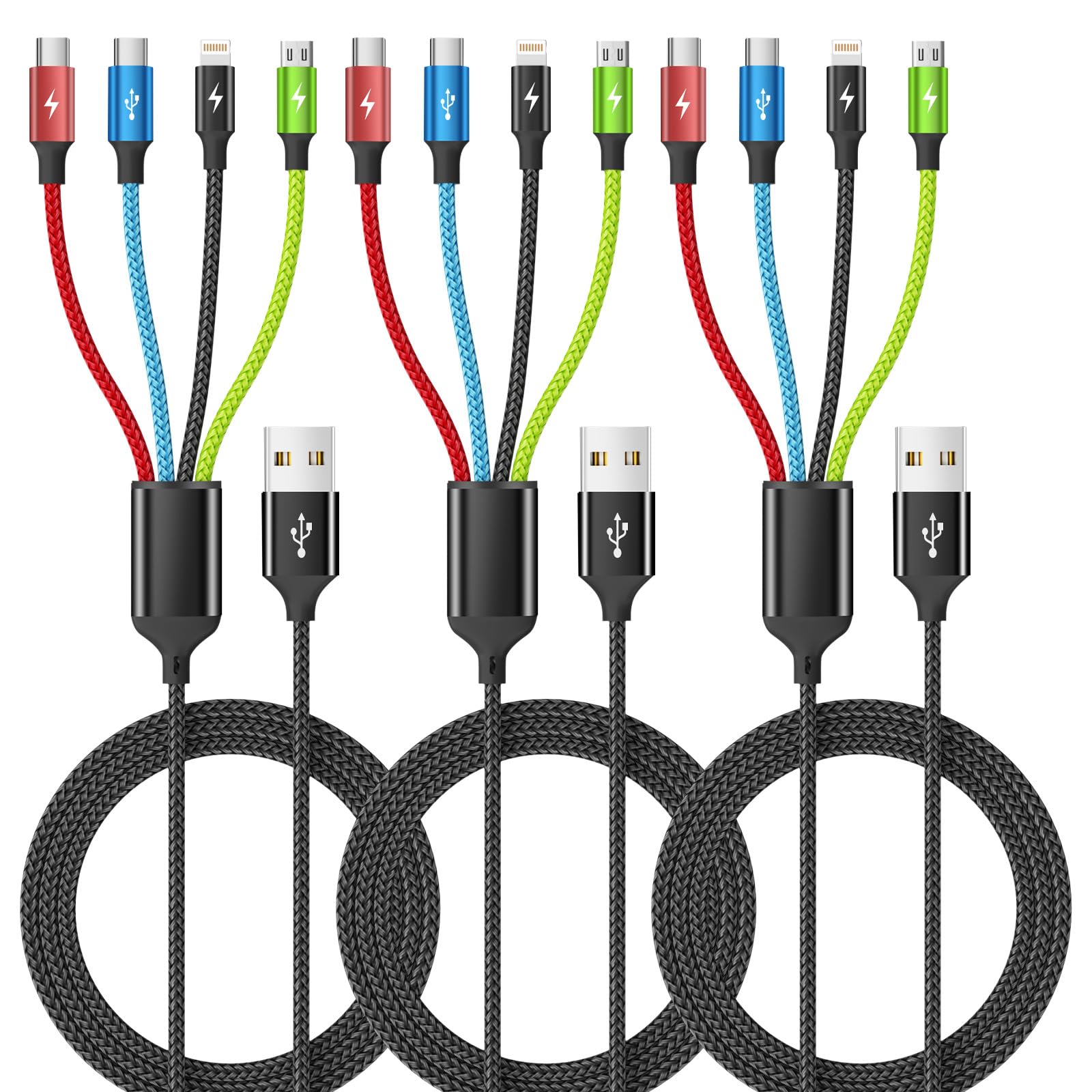 Cable de carga múltiple versátil 4 en 1 con conectores Micro USB y tipo C dobles 8