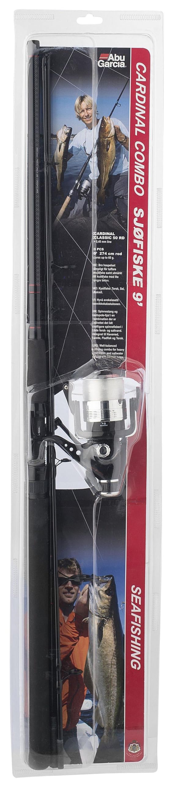 Abu Garcia Cardinal Sea Fishing 3-częściowy wędka z klasycznym kołowrotkiem z tyłu 50 - czarny, 2,7 m