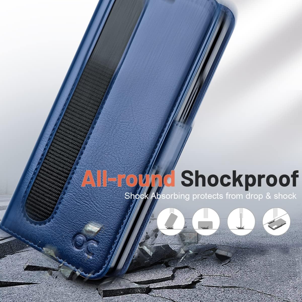 OCASE Compatible with Samsung Galaxy Z Fold 4 5G Wallet Case with S Pen Holder, PU Leather Flip Folio Case with Card Slots RFID Blocking Kickstand Phone Cover 7.6 Inch for Z Fold4 5G (2022) - Blue