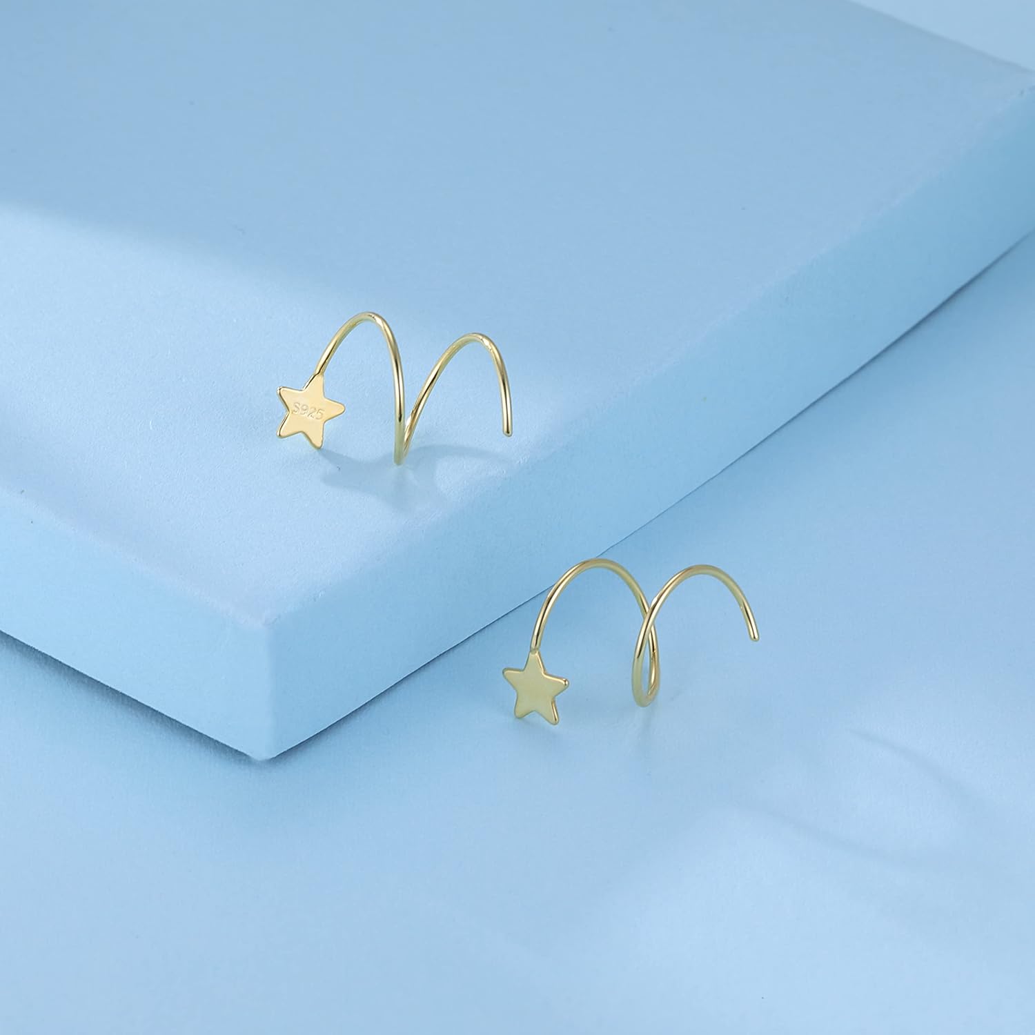 SLUYNZ 925 Sterling Silver Star Cuff Earrings for Women Teens Fashion Star Earrings Wrap