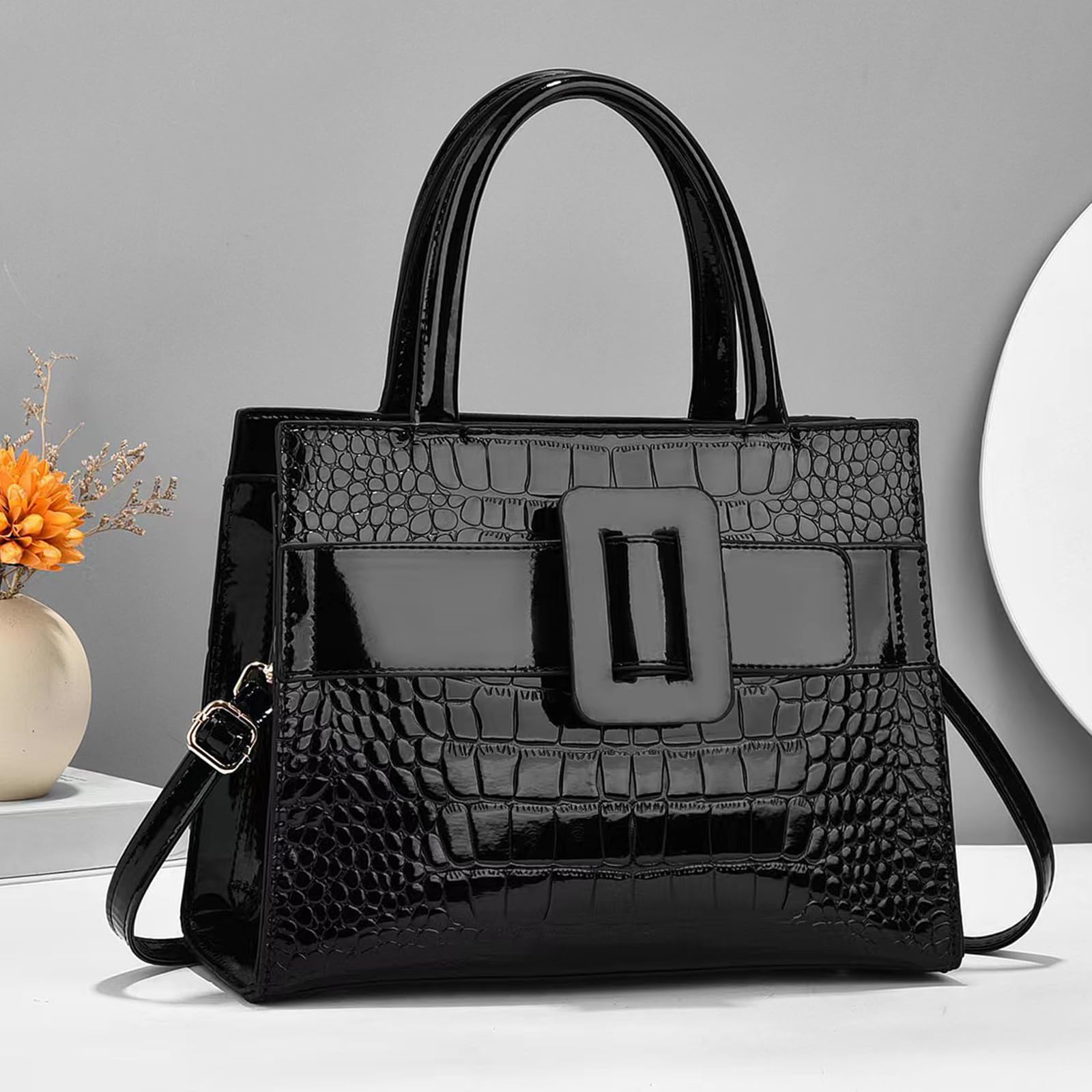 NICOLE & DORIS Bolso de Las Señoras Bolso de Mujer de Mano Cocodrilo Bolso Bandolera Cuero PU Bolso de Hombro Bolsa Cruzado Trabajo Viaje Compras