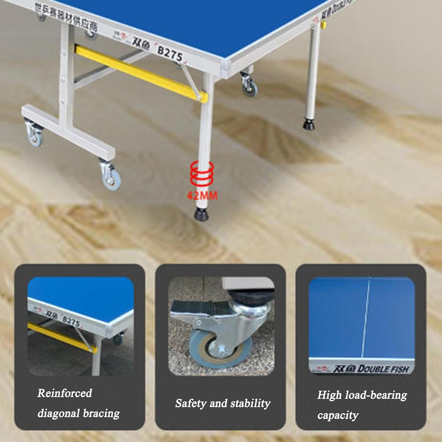 Outdoor Table Tennis Table, Full Size Folding Ping Pong Table, Portable Rolling Table Tennis Table with Wheels and Net Post for Home, School and Training