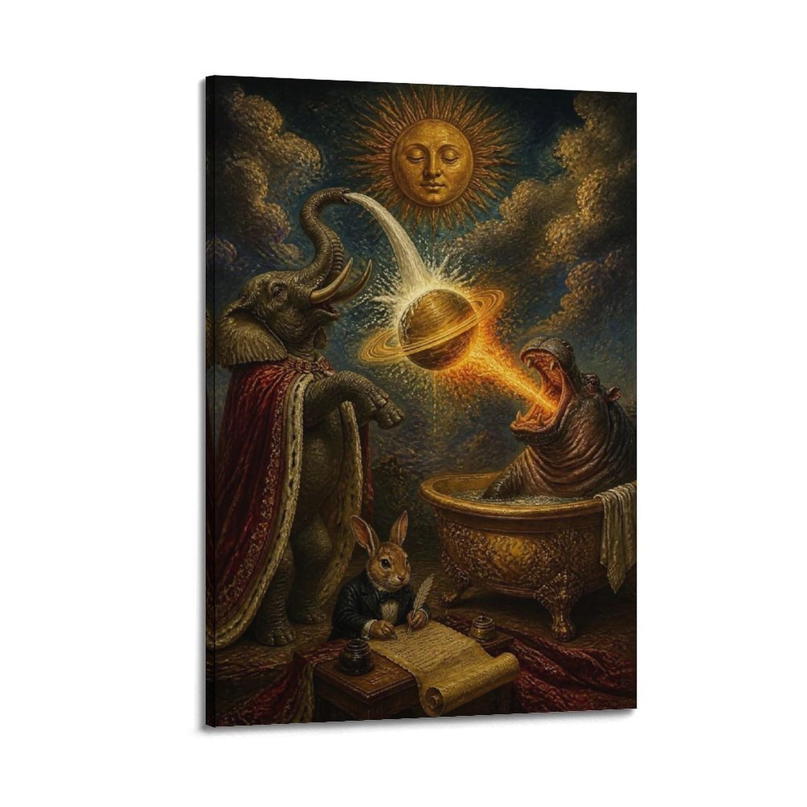 XKUGA Surreal Vintage Animal Poster Serpent Group Chat Chaos Modern Decorative Canvas Prints - Ideal Wall Art for Family, Man Cave, Game Room, Boys & Girls Bedroom 16x24inch(40x60cm)