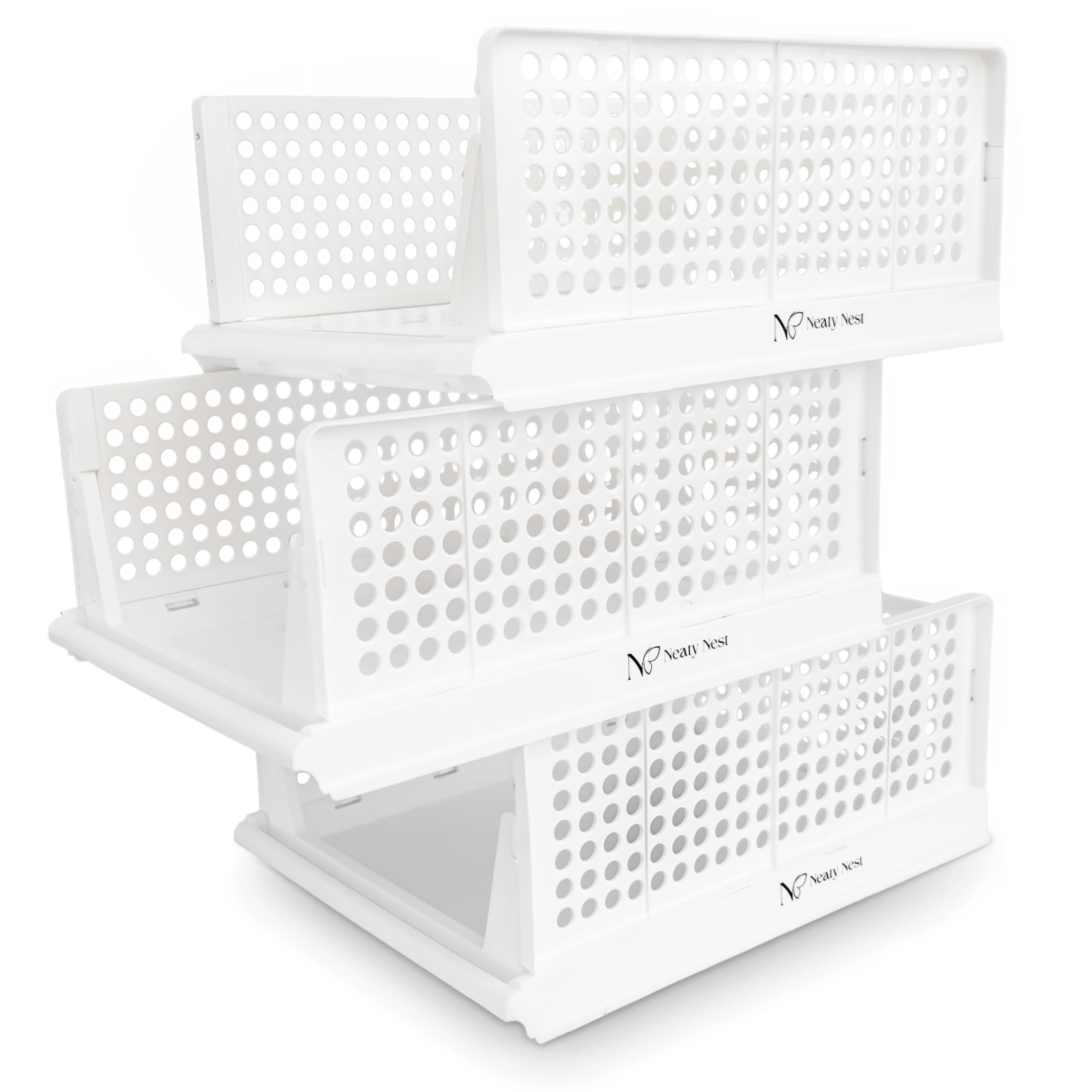 Neaty Nest Wardrobe 3 Pieces Organizer-Ultimate Clothes Organiser for Tidy and Clutter-Free Spaces |Almirah Box Organizer for Clothes |Heavy-Duty Foldable,and Stackable Design| Closet Storage Basket