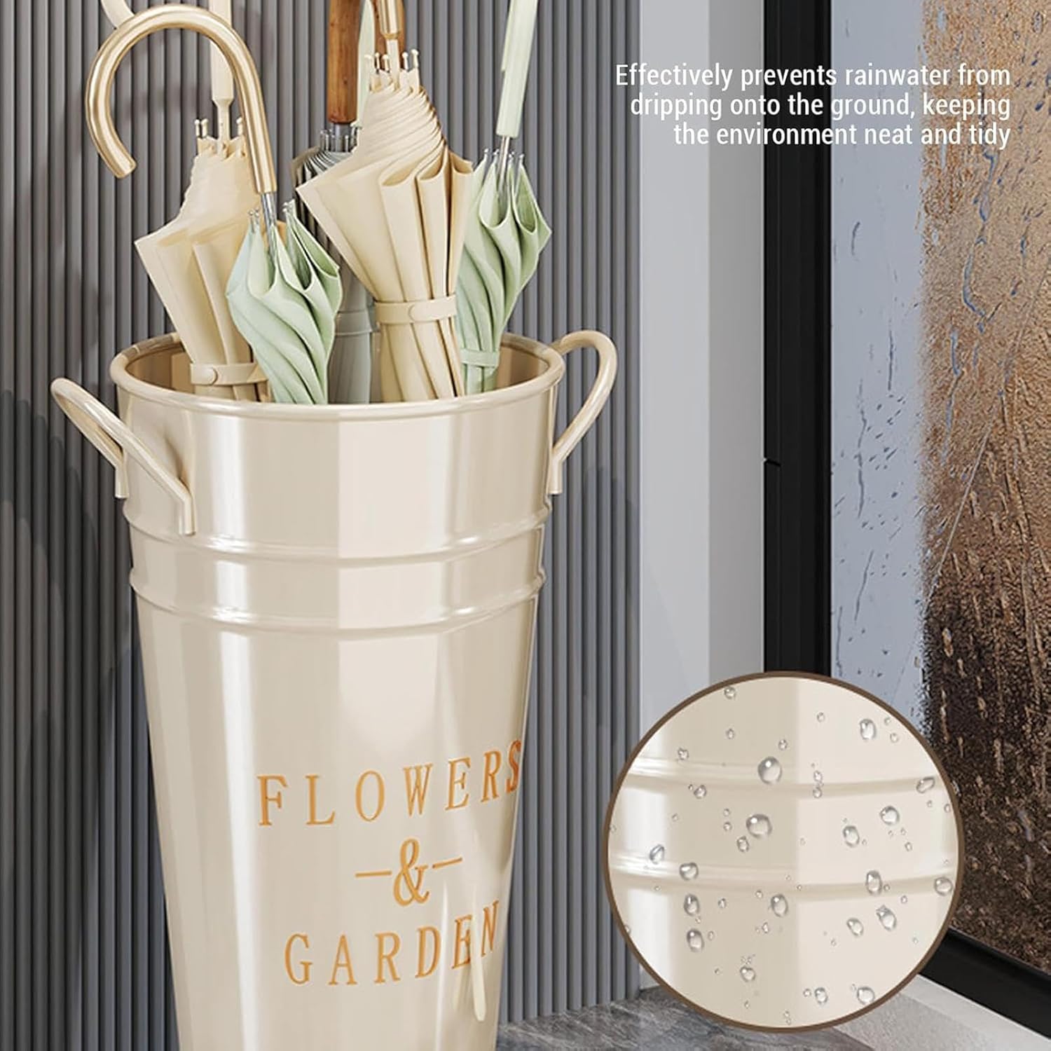 Umbrella Stand for Entryway - Metal Storage Walking Stick Organizer | Umbrella Rack | for Workplace Home Indoor Hallway Living Room Porch Balcony