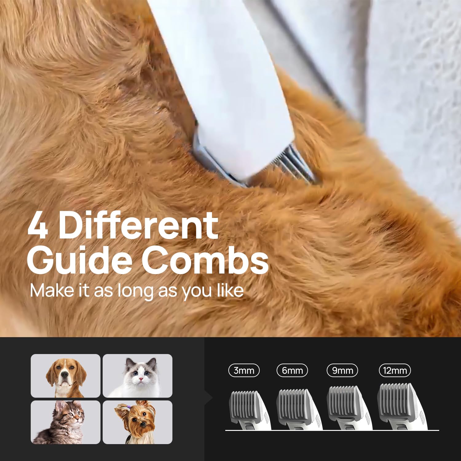 Kit per la toelettatura degli animali domestici, kit per la toelettatura di cani e gatti per una facile cura degli animali domestici a casa e all'aperto, potente aspirazione da 12000 Pa, aspirapolvere