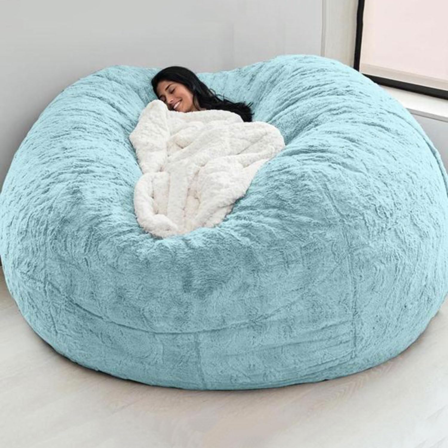 Housse de pouf géante en fausse fourrure confortable pour salon et adulte