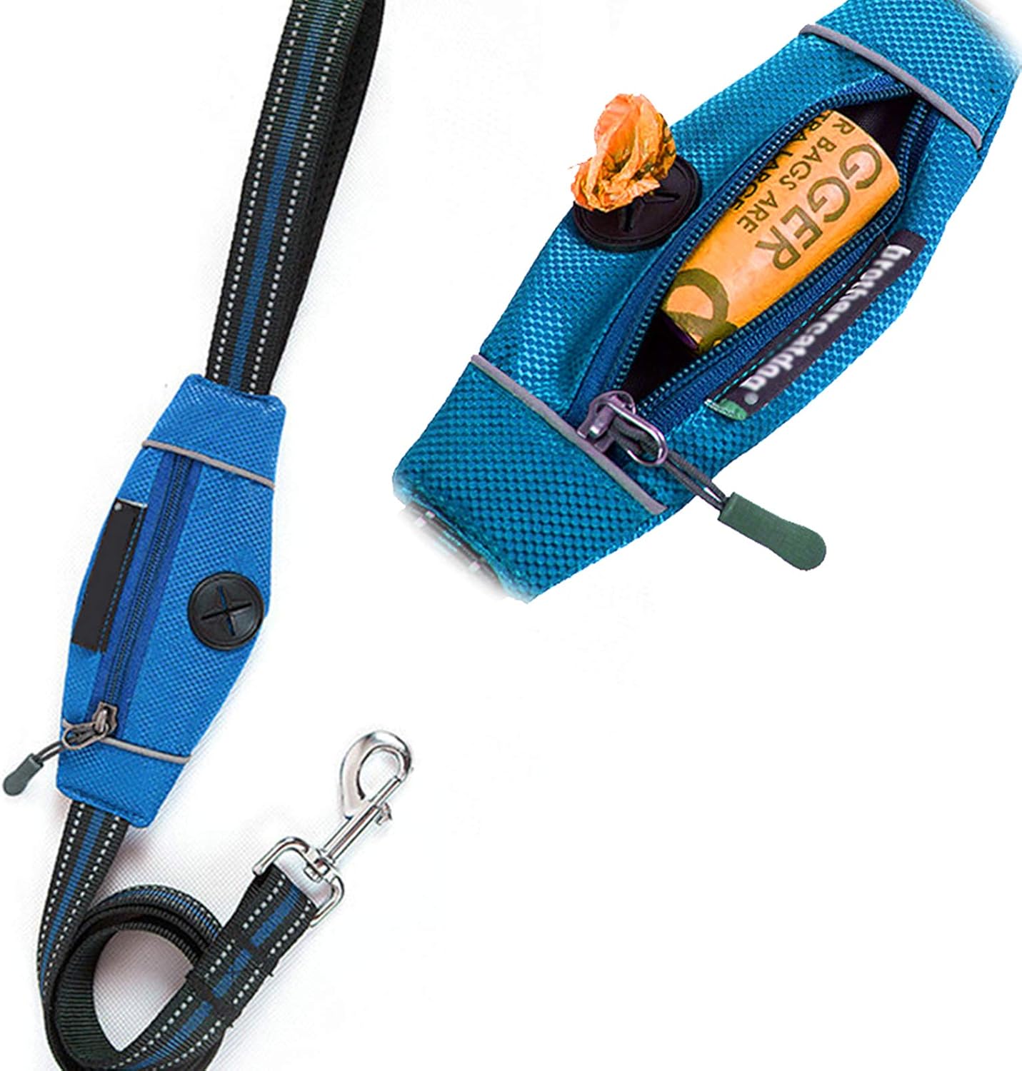 Dog Lead with Poop Bag, 47" Nylon Dog Rope Leash with Handle, Reflective and Durable,Training Dog Lead,Waste Bag Dispenser for Small, Medium and Large Dogs Walking, Running Or Hiking