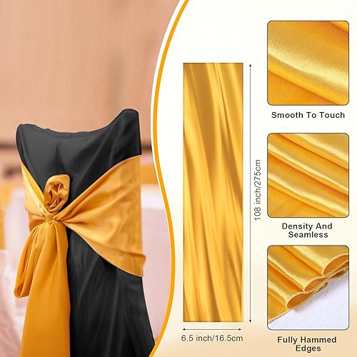 Miniatura 3 de Lounsweer 50 fundas para sillas plegables de elastano elástico y satén para silla, lazos para silla, fundas para silla, lazos con cinta, protector
