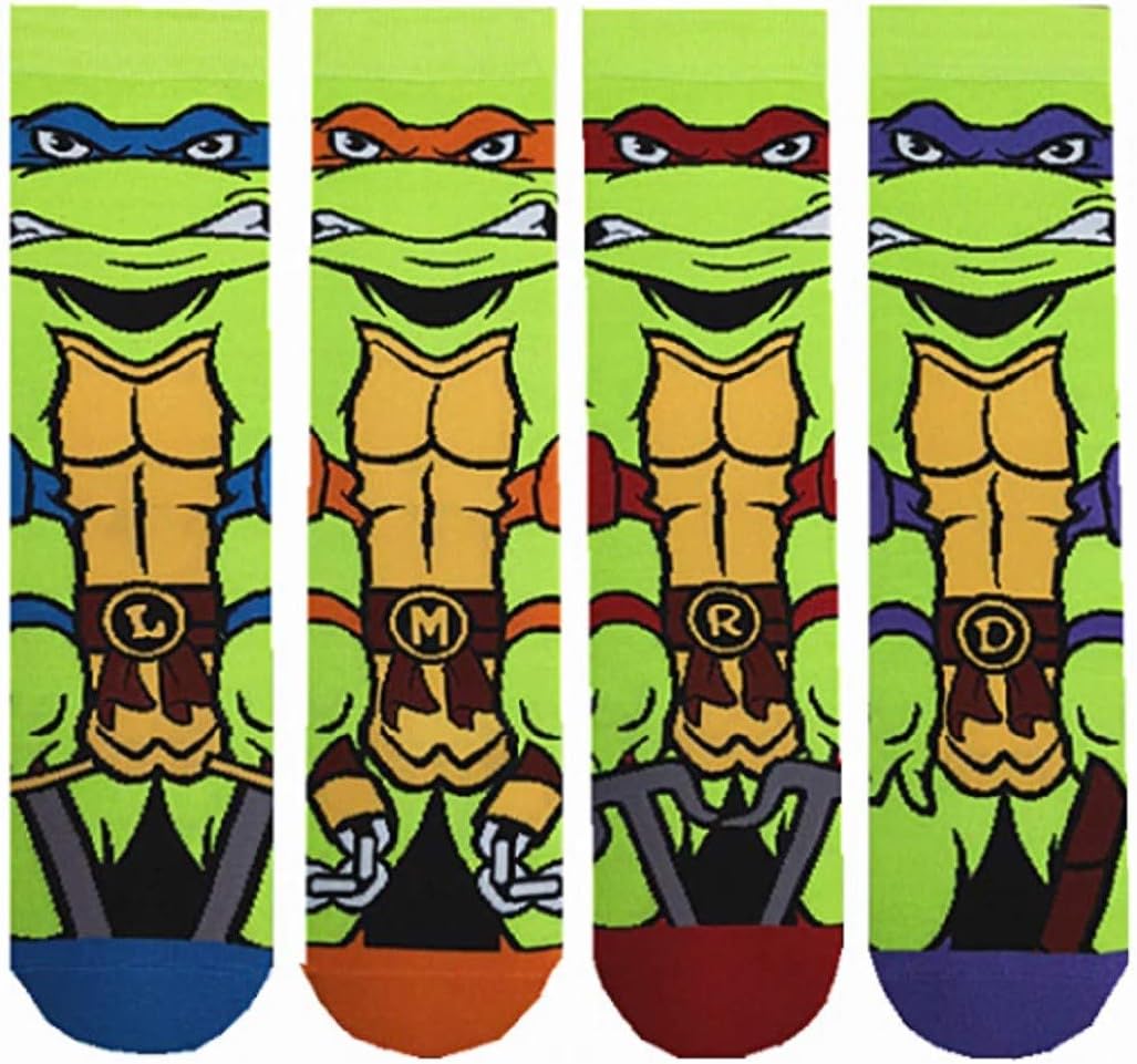 Teenage Mutant Ninja Turtles Kids Multi-Color Cartoon Character Ankle Socks Set of 4