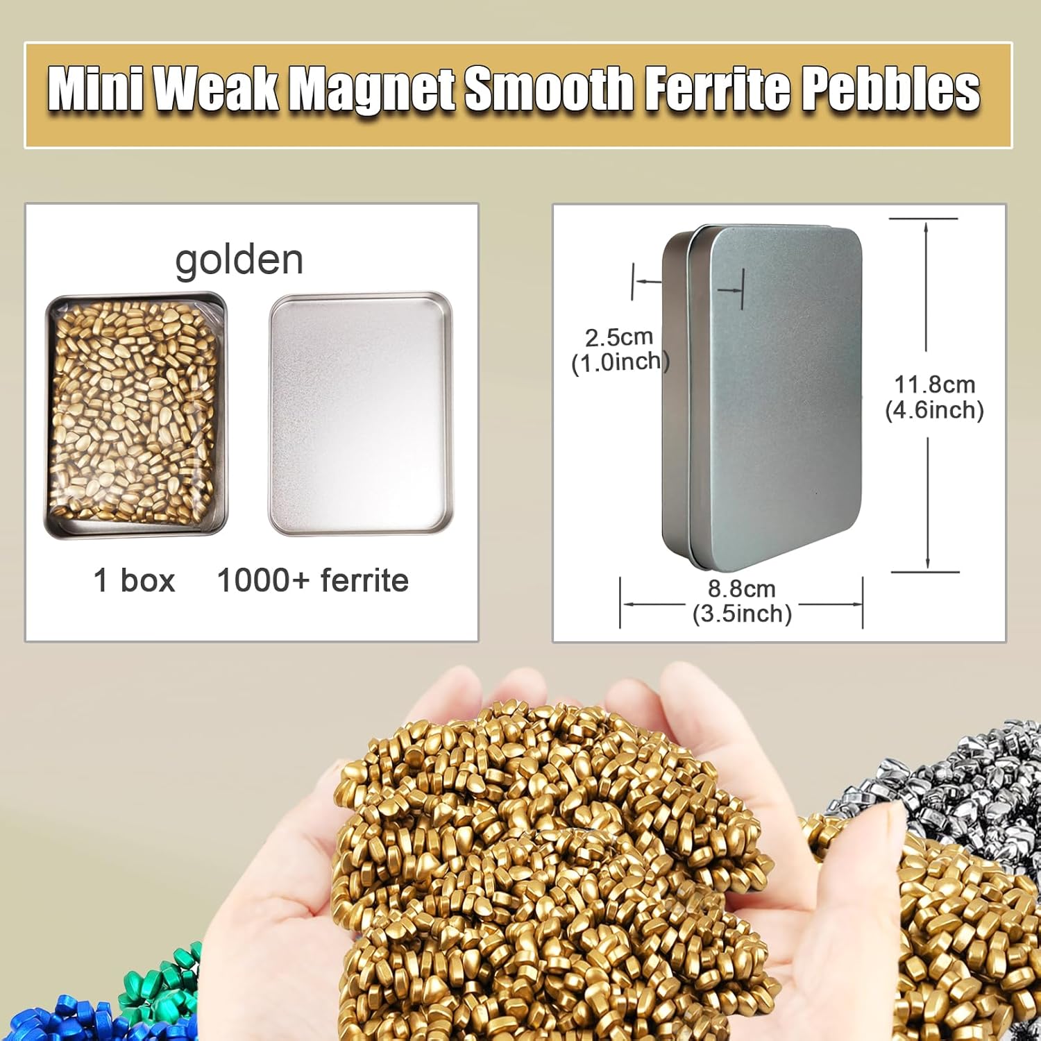 Magnetic Ferrite Putty Rock, More Than 1000 Mini Weak Magnet Smooth Ferrite Pebbles, Small Magnetic Beads Fidget Adults Toys for Office,Tiny Magnet Balls Fidget Toys for Adults and ADHD