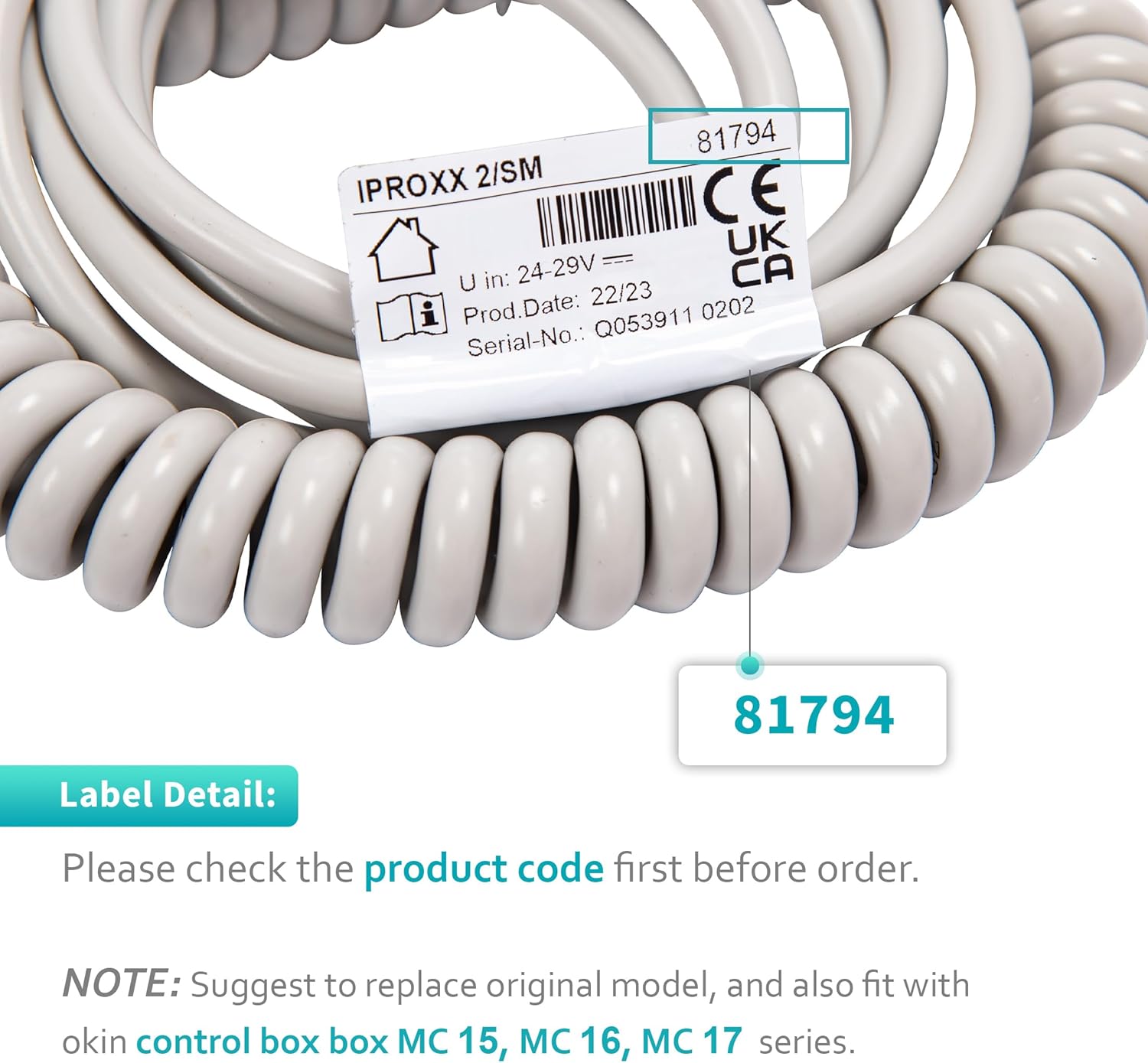Close-up of product code label 81794