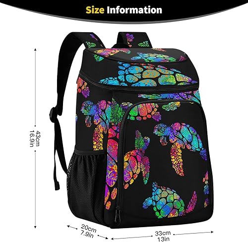 Miniatura 2 de Mochila bohemia con diseño de tortuga marina a prueba de fugas, aislada, impermeable, suave, para la playa, para hombres y mujeres, para el trabajo,