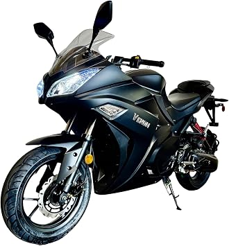 200CC AUTOMATIC MOTORCYCLE, VENOM X19 Full Size Matte Black Auto LED with NO GEARS, Front Tire 120/70-14 Rear Tire 140/60-14, HIGH PERFORMANCE CDI BLACK